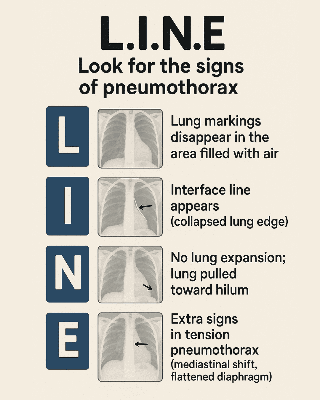 a poster with LINE method for detection of pneumothorax